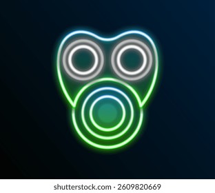 Glowing neon line Gas mask icon isolated on black background. Respirator sign. Colorful outline concept. Vector