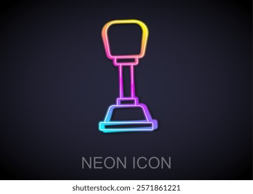 Glowing neon line Gear shifter icon isolated on black background. Manual transmission icon.  Vector