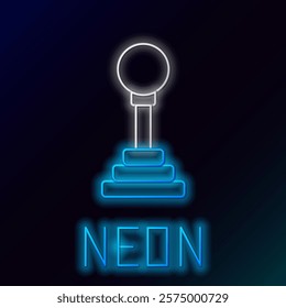 Glowing neon line Gear shifter icon isolated on black background. Manual transmission icon. Colorful outline concept. Vector