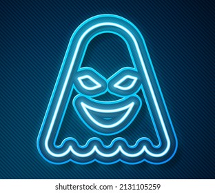 Glowing neon line Ghost icon isolated on blue background.  Vector