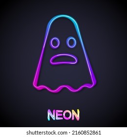 Glowing neon line Ghost icon isolated on black background. Happy Halloween party.  Vector
