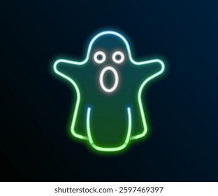 Glowing neon line Ghost icon isolated on black background. Happy Halloween party. Colorful outline concept. Vector