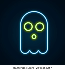 Glowing neon line Ghost icon isolated on black background. Happy Halloween party. Colorful outline concept. Vector