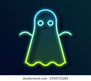 Icono de fantasma de línea de neón brillante aislado sobre fondo negro. Feliz Halloween.  Vector