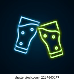 Glowing neon line Glass of beer icon isolated on black background. Colorful outline concept. Vector