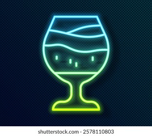 Glowing neon line Glass of beer icon isolated on black background.  Vector