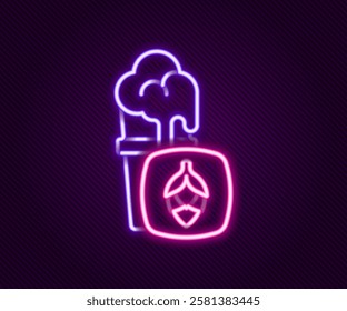 Glowing neon line Glass of beer icon isolated on black background. Colorful outline concept. Vector