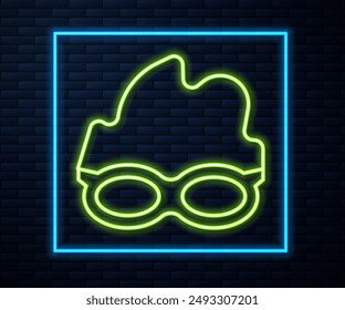 Gafas para el icono de la natación aisladas en el fondo de la pared de ladrillo. Gafas de natación. Equipo de buceo submarino.  Vector