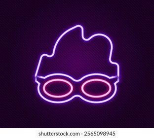 Glowing neon line Glasses for swimming icon isolated on black background. Swimming goggles. Diving underwater equipment. Colorful outline concept. Vector