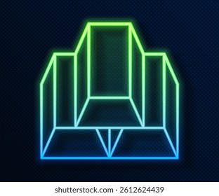 Glowing neon line Gold bars icon isolated on blue background. Banking business concept.  Vector