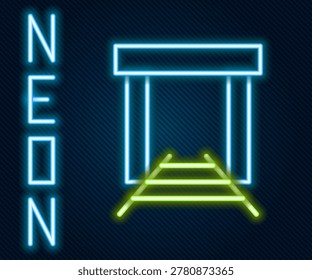 Glowing neon line Gold mine icon isolated on black background. Colorful outline concept. Vector