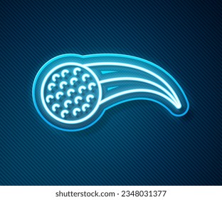 Icono de la pelota de golf de neón brillante aislado en fondo azul.  Vector