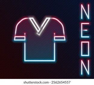 Glowing neon line Golf shirt icon isolated on black background. Sport equipment. Sports uniform. Colorful outline concept. Vector