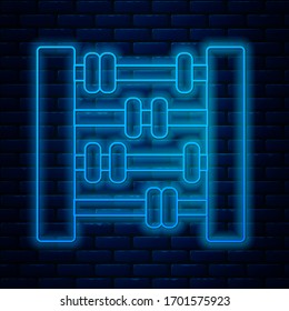 Glühende neonale Grafik, Plan, Diagramm, Diagramm, Infografik, Pie-Graphen-Symbol einzeln auf Backsteinwand Hintergrund. Vektorillustration-Illustration