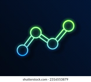 Glowing neon line Graph, schedule, chart, diagram, infographic, pie graph icon isolated on blue background.  Vector