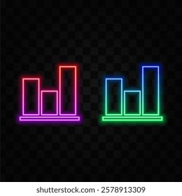 Glowing neon line Graph, schedule, chart, diagram, infographic, pie graph icon isolated on black background.