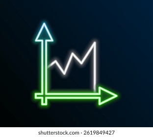 Glowing neon line Graph, schedule, chart, diagram, infographic, pie graph icon isolated on black background. Colorful outline concept. Vector
