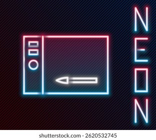 Glowing neon line Graphic tablet icon isolated on black background. Colorful outline concept. Vector Illustration