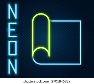 Línea de neón brillante Papel gráfico para el icono de ingeniería aislado sobre fondo negro. Concepto de contorno colorido. Ilustración vectorial
