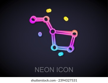 Glowing neon line Great Bear constellation icon isolated on black background.  Vector