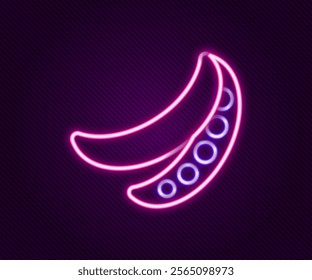 Glowing neon line Green peas icon isolated on black background. Colorful outline concept. Vector