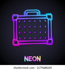 Glowing neon line Guitar amplifier icon isolated black background  Musical instrument   Vector