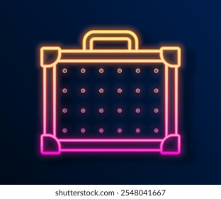 Glowing neon line Guitar amplifier icon isolated on black background. Musical instrument.  Vector