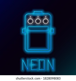 Glowing neon line Guitar pedal icon isolated on black background. Musical equipment. Colorful outline concept. Vector