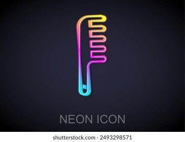 Glowing neon line Hairbrush icon isolated on black background. Comb hair sign. Barber symbol.  Vector