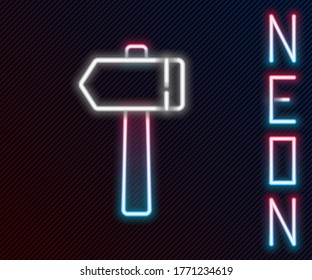 Glowing neon line Hammer icon isolated on black background. Tool for repair. Colorful outline concept. Vector Illustration