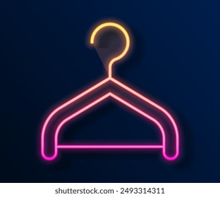 Glowing neon line Hanger wardrobe icon isolated on black background. Cloakroom icon. Clothes service symbol. Laundry hanger sign.  Vector