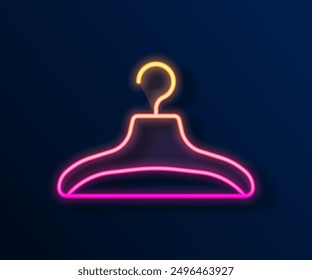 Glowing neon line Hanger wardrobe icon isolated on black background. Cloakroom icon. Clothes service symbol. Laundry hanger sign.  Vector