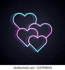 Glowing neon line Heart icon isolated on black background. Romantic symbol linked, join, passion and wedding. Happy Valentines day.  Vector