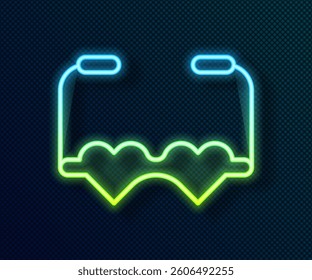 Glowing neon line Heart shaped love glasses icon isolated on black background. Suitable for Valentine day card design.  Vector