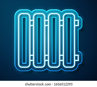 Glühende Neonline-Heizstrahler Symbol einzeln auf blauem Hintergrund. Vektorillustration-Illustration
