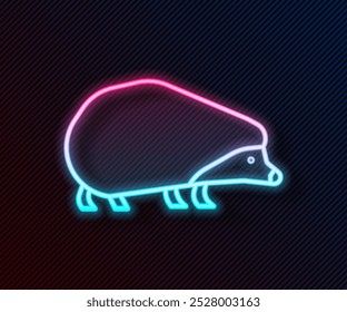 Glowing neon line Hedgehog icon isolated on black background. Animal symbol.  Vector