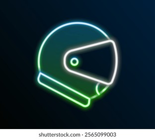 Glowing neon line Helmet icon isolated on black background. Extreme sport. Sport equipment. Colorful outline concept. Vector