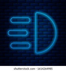 Glowing neon line High beam icon isolated on brick wall background. Car headlight.  Vector Illustration