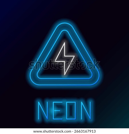 Glowing neon line High voltage icon isolated on black background. Danger symbol. Arrow in triangle. Warning icon. Colorful outline concept. Vector