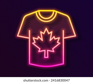 Glowing neon line Hockey jersey icon isolated on black background.  Vector