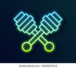 Glowing neon line Honey dipper stick icon isolated on black background. Honey ladle.  Vector