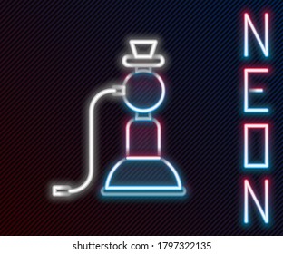 Glowing neon line Hookah icon isolated on black background. Colorful outline concept. Vector Illustration