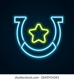Glowing neon line Horseshoe icon isolated on black background. Colorful outline concept. Vector