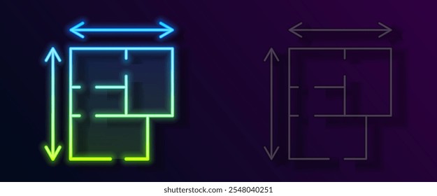 Brilhante neon linha Ícone plano da casa isolado no fundo preto.  Vetor