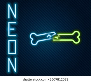 Glowing neon line Human broken bone icon isolated on black background. Colorful outline concept. Vector Illustration