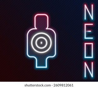 Glowing neon line Human target sport for shooting icon isolated on black background. Clean target with numbers for shooting range or shooting. Colorful outline concept. Vector