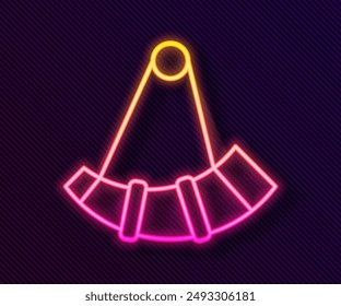 Glowing neon line Hunting horn icon isolated on black background.  Vector