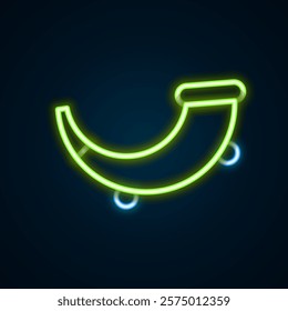 Glowing neon line Hunting horn icon isolated on black background. Colorful outline concept. Vector