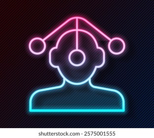 Glowing neon line Hypnosis icon isolated on black background.  Vector