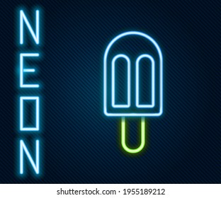 Glowing neon line Ice cream icon isolated on black background. Sweet symbol. Colorful outline concept. Vector Illustration
